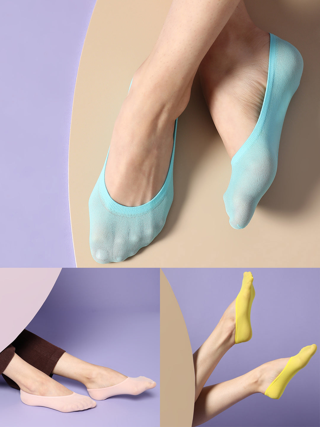 Set Of 3 Solid Ankle Length Socks