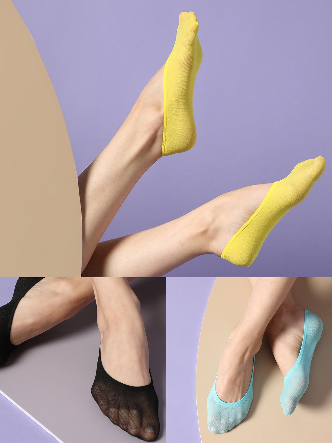 Set Of 3 Solid Ankle Length Socks