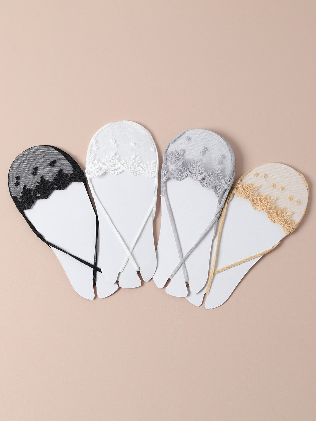 Set Of 4 Transparent Textured Socks