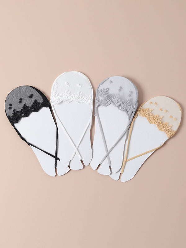 Set Of 4 Transparent Textured Socks