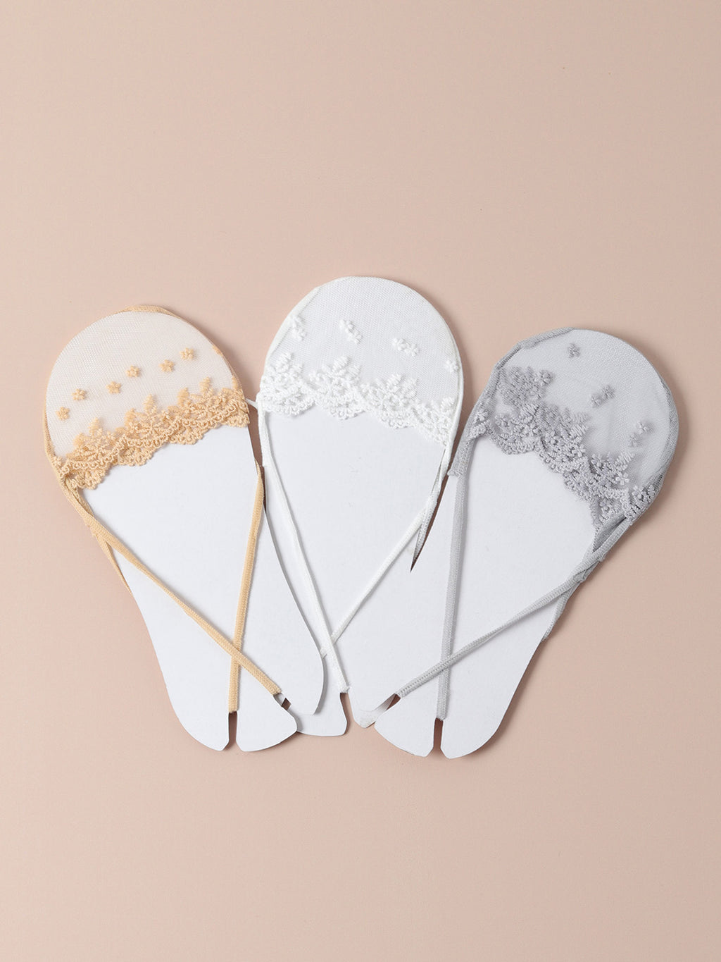 Set Of 3 Transparent Textured Socks