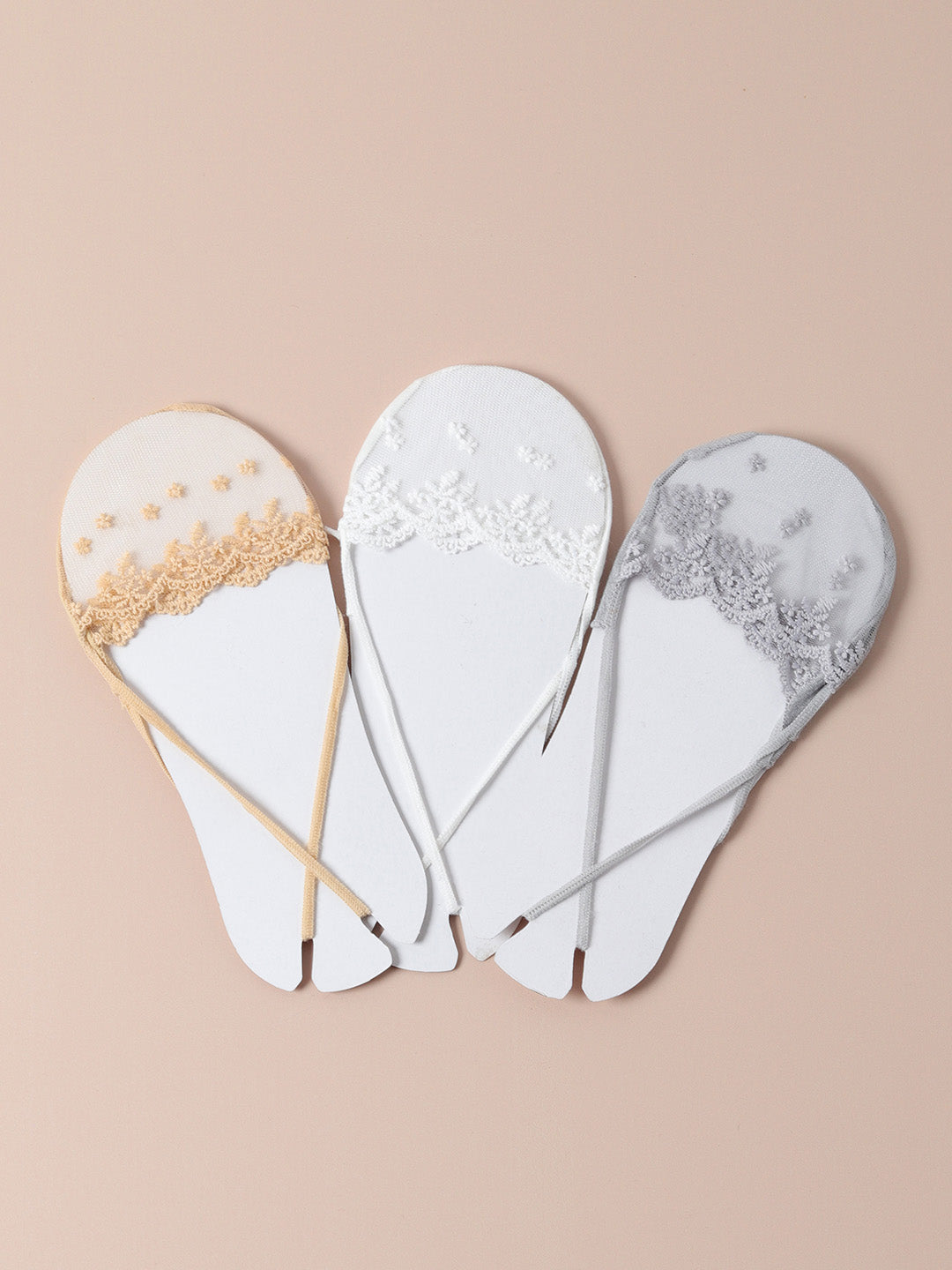 Set Of 3 Transparent Textured Socks