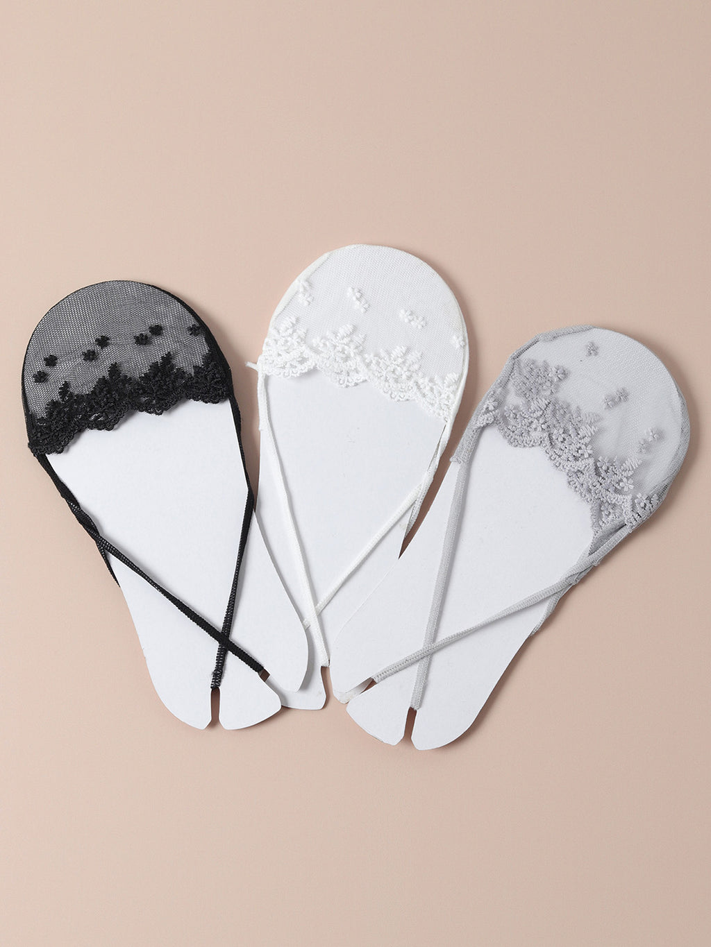 Set Of 3 Transparent Textured Socks