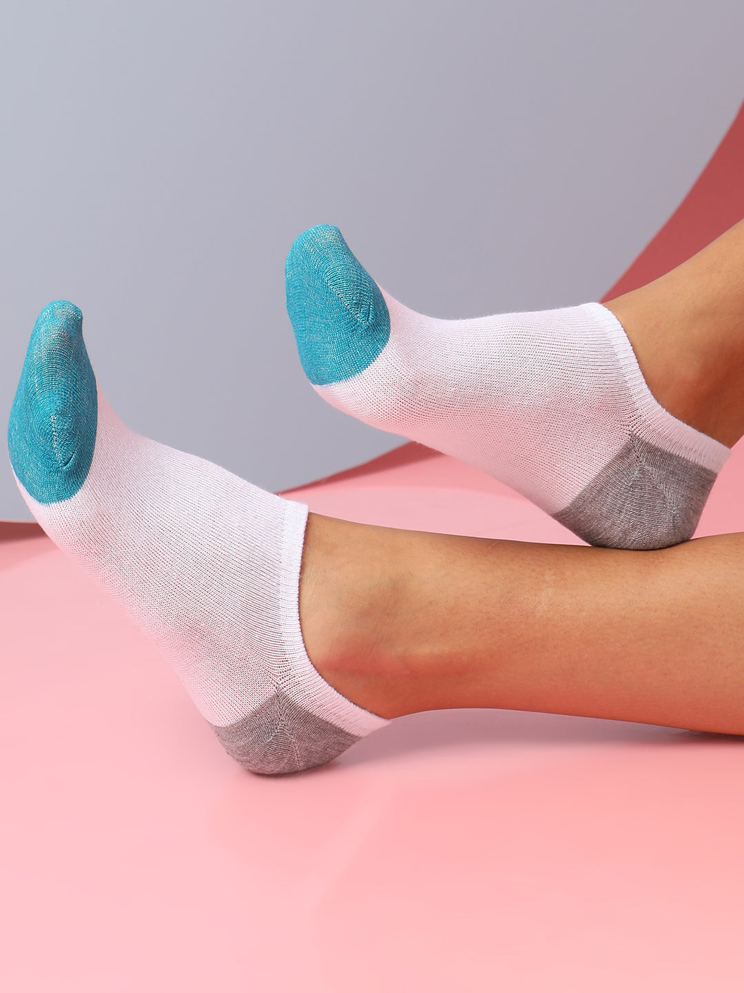 Set Of 5 Color Blocked Ankle Length Socks