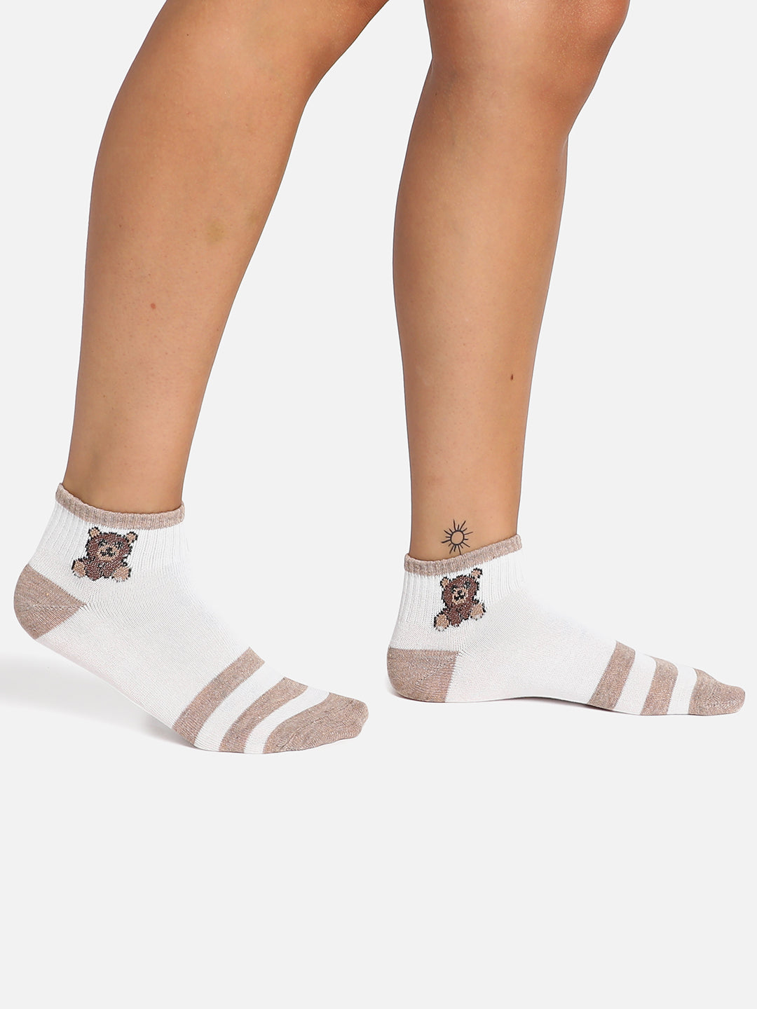 Set Of 3 Printed Ankle Length Socks