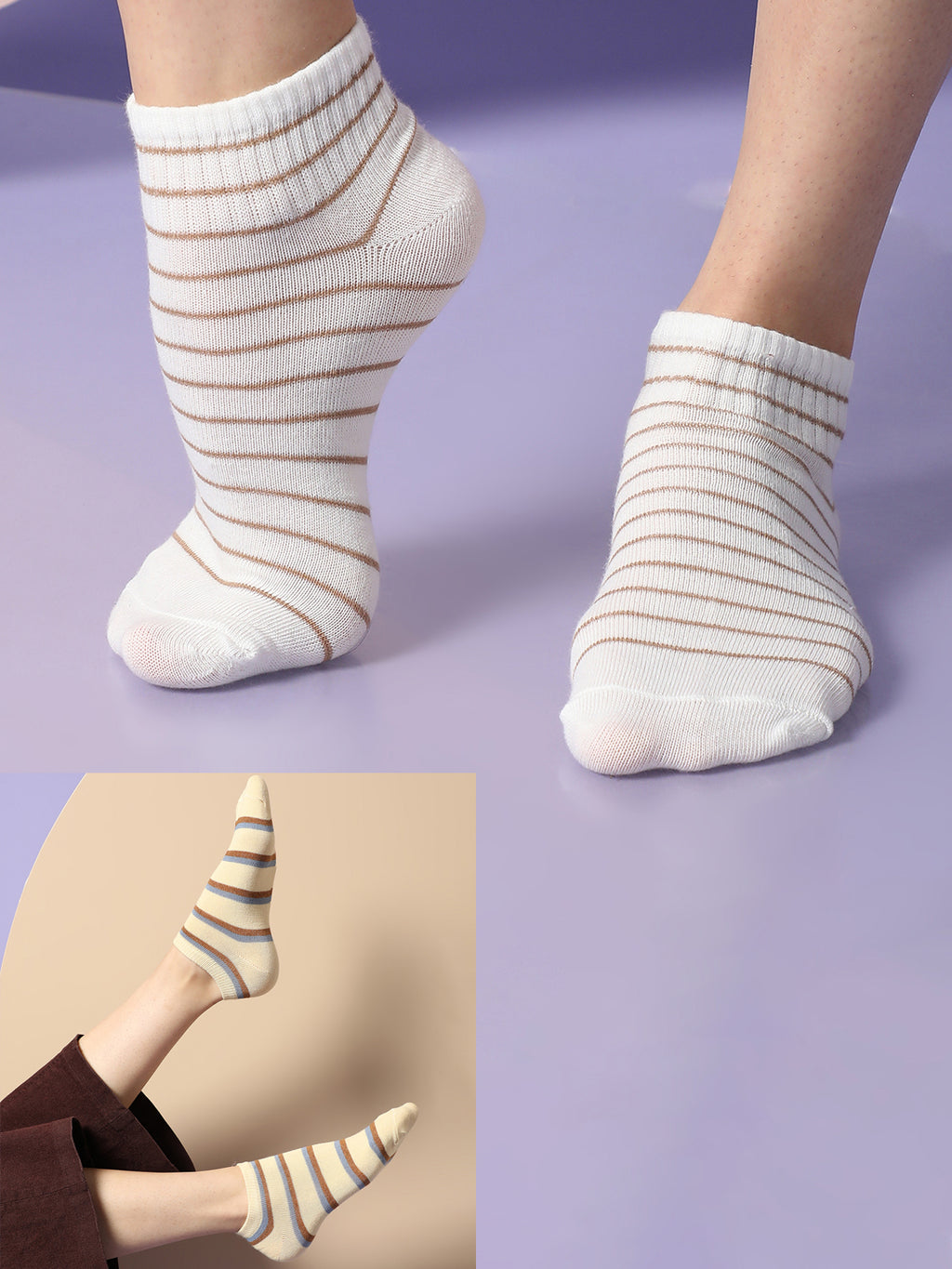 Set Of 2 Printed Ankle Length Socks