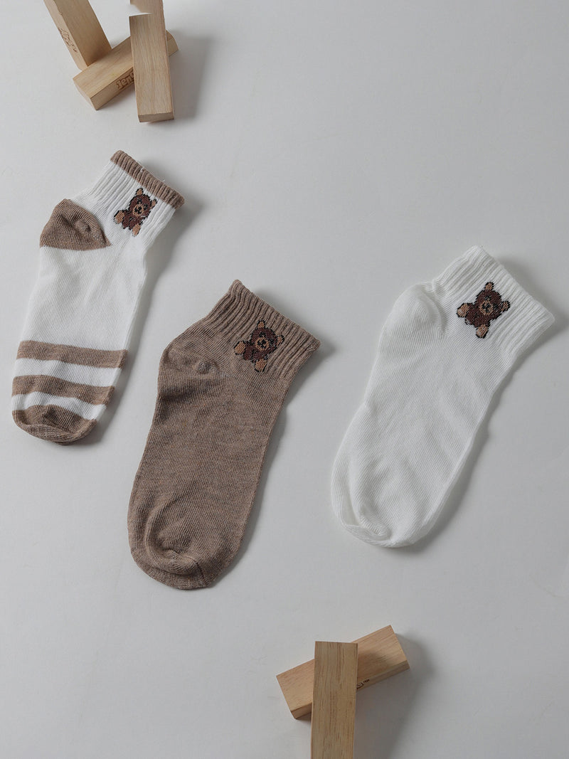 Set Of 3 Printed Ankle Length Socks
