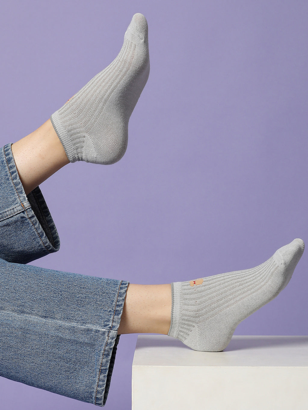 Set Of 3 Solid Ankle Length Socks