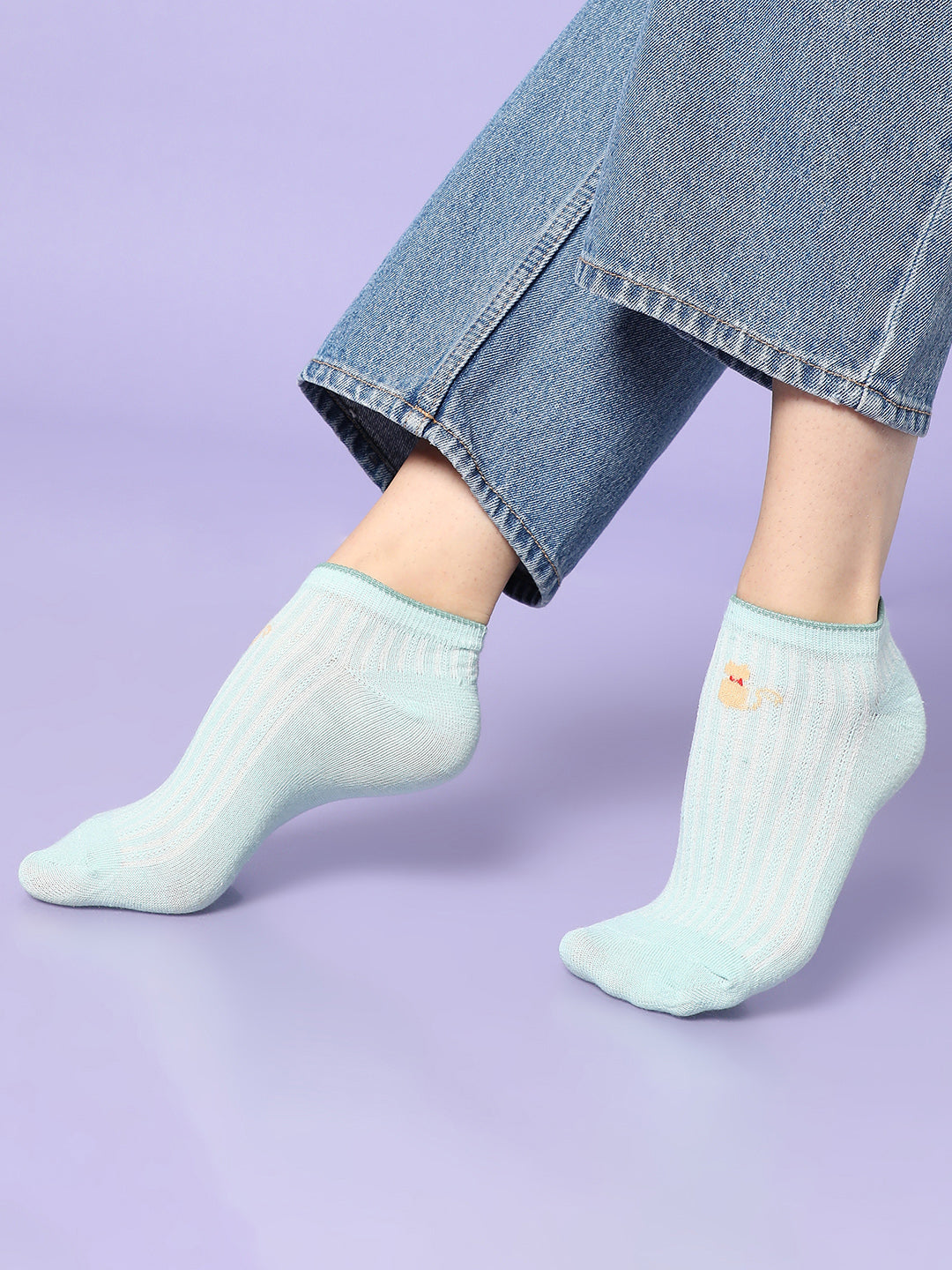 Set Of 3 Solid Ankle Length Socks