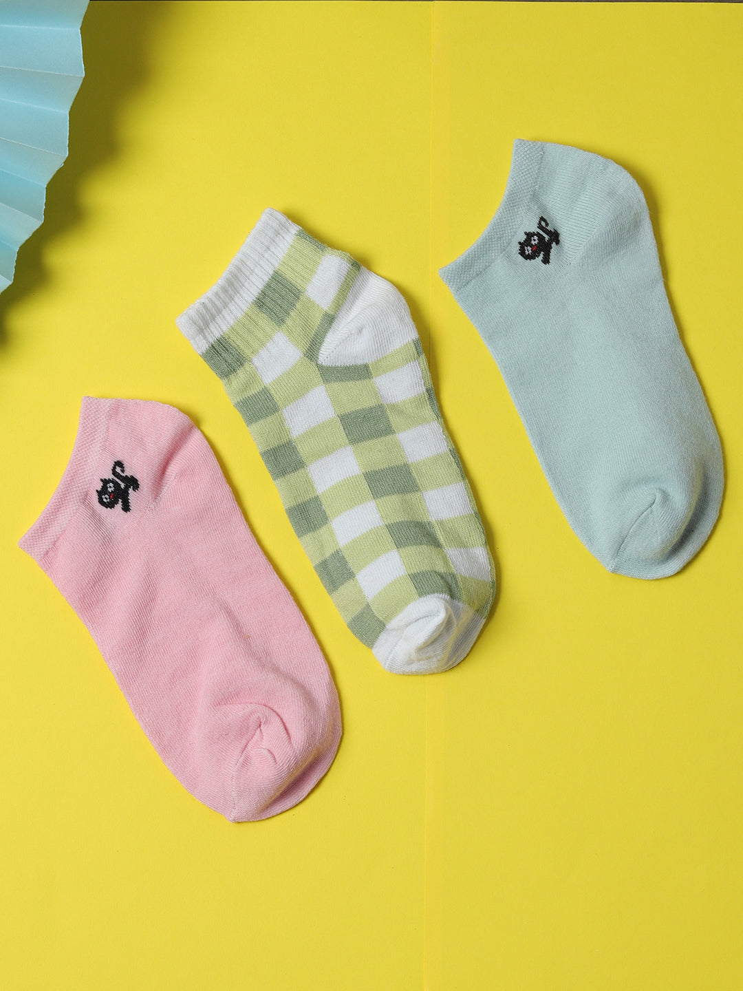 Set Of 3 Cute Snkle Length Socks