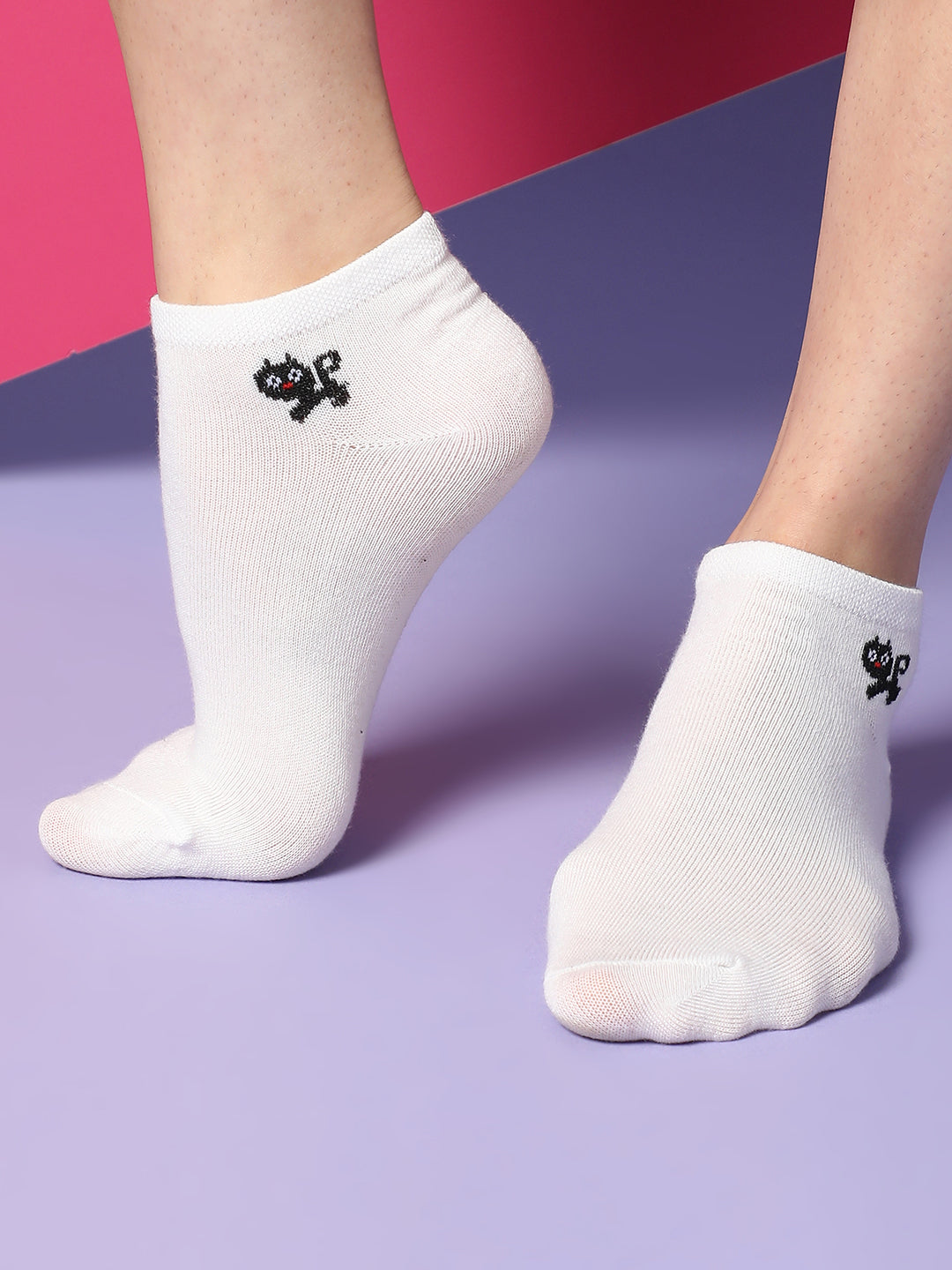 Set Of 3 Cute Snkle Length Socks