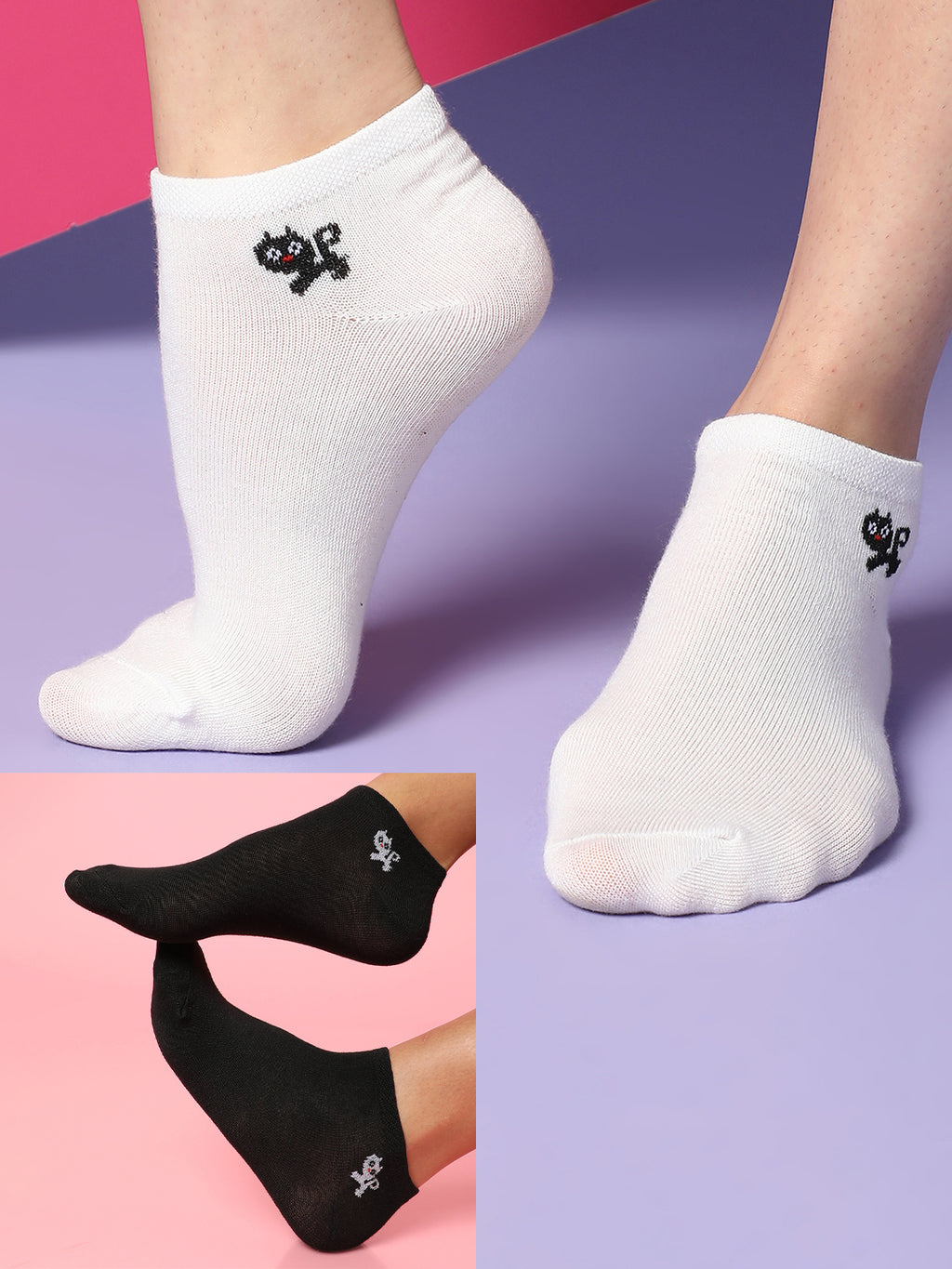Set Of 2 Cute Snkle Length Socks
