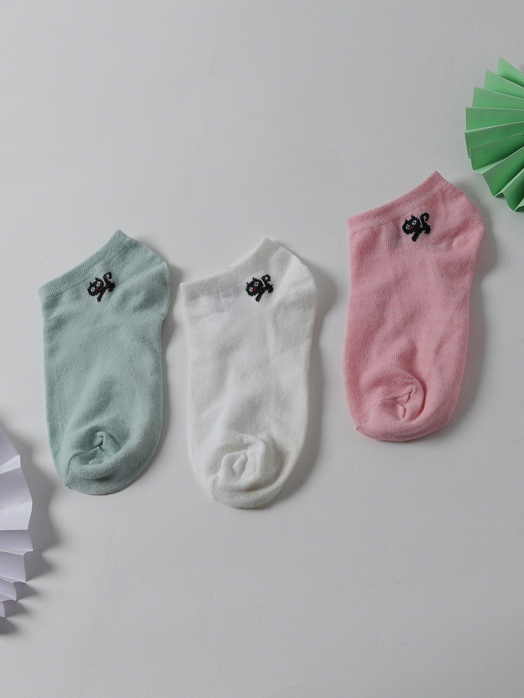 Set Of 3 Cute Snkle Length Socks