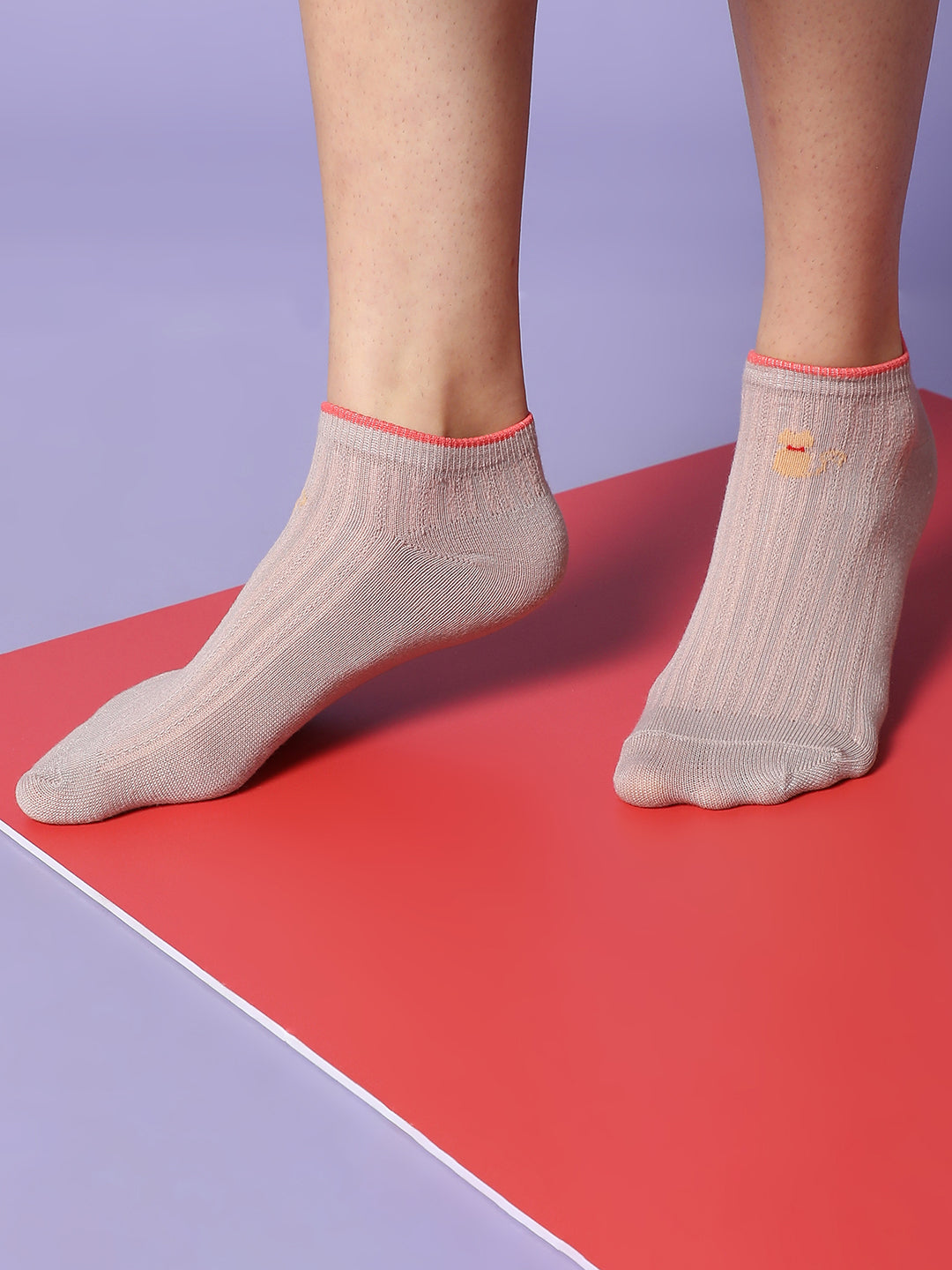 Set Of 3 Cute Snkle Length Socks