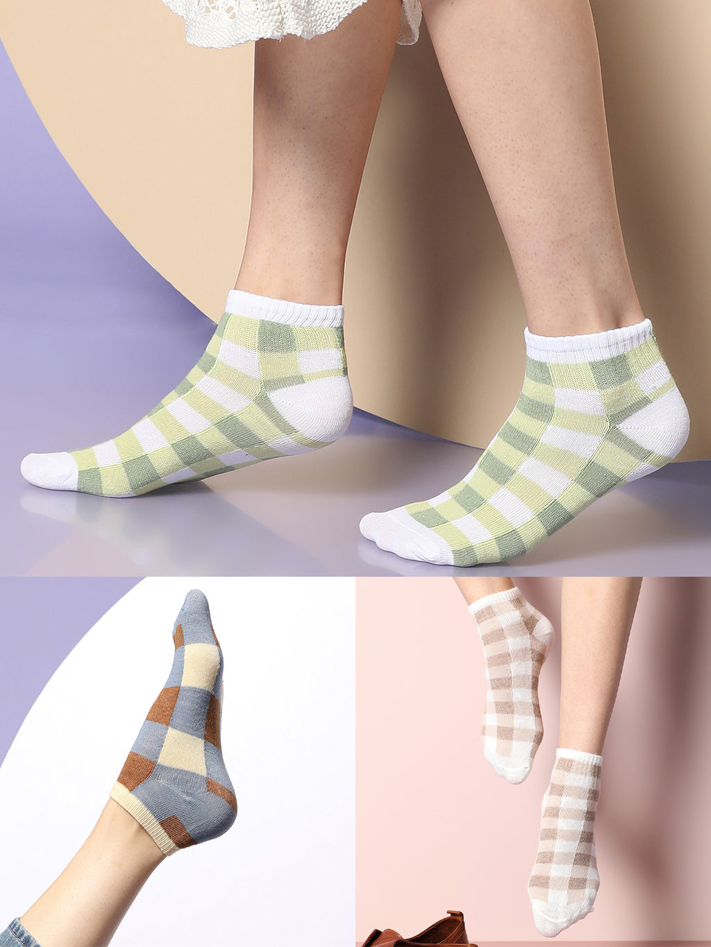 Set Of 3 Cute Snkle Length Socks
