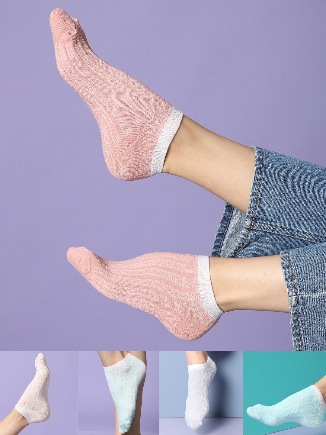 Set Of 5 Solid Ankle Length Socks