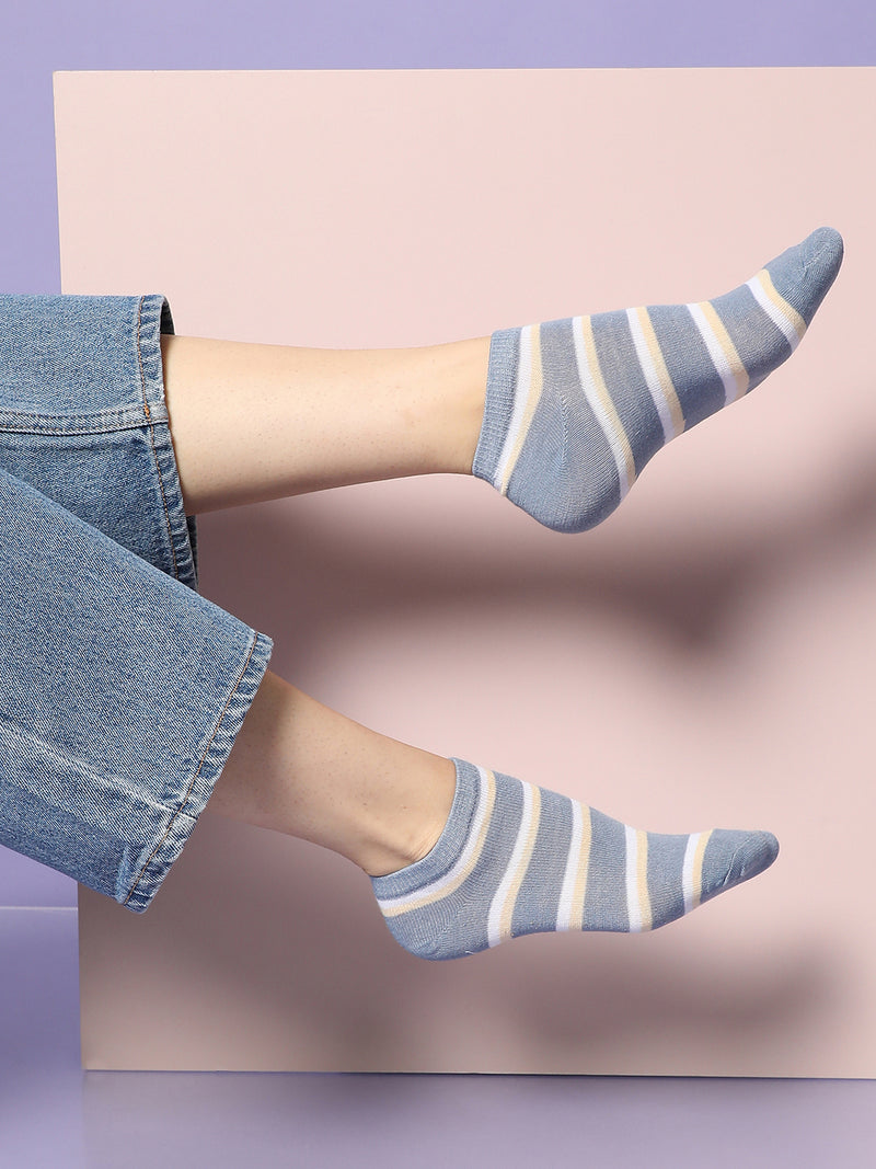 Set Of 3 Printed Ankle Length Socks