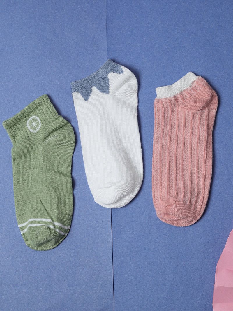 Set Of 3 Cute Ankle Length Socks