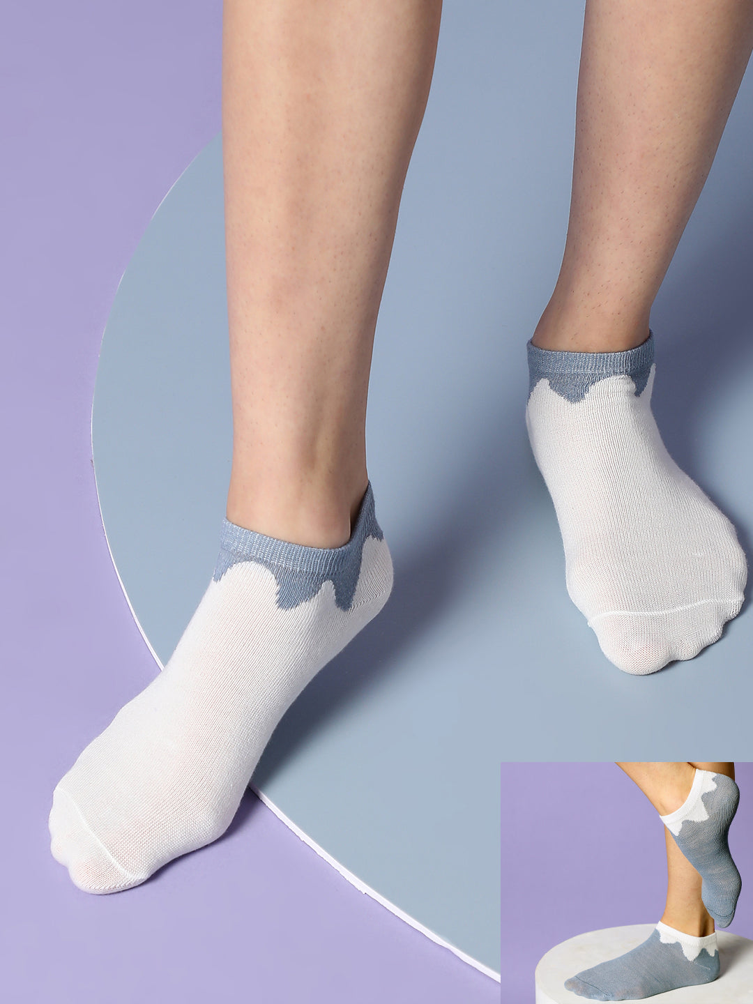 Set Of 3 Solid Ankle Length Socks