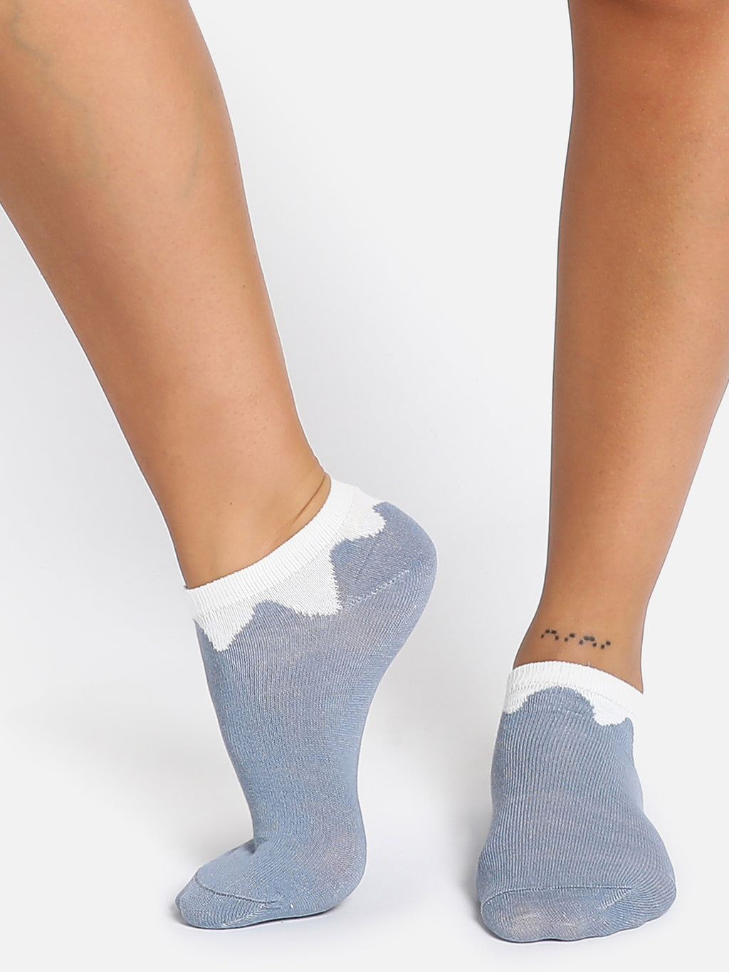 Set Of 3 Blue & White Ankle Length Socks