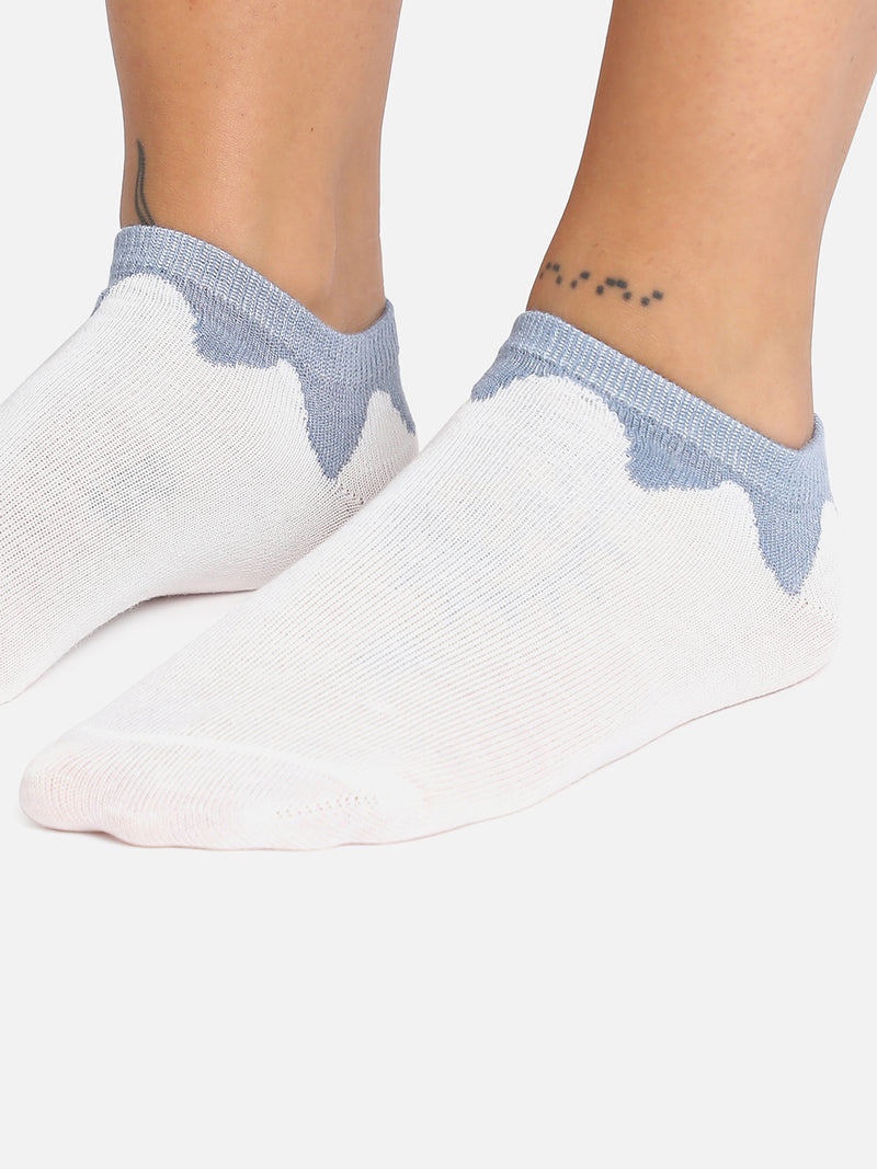 Set Of 3 Blue & White Ankle Length Socks