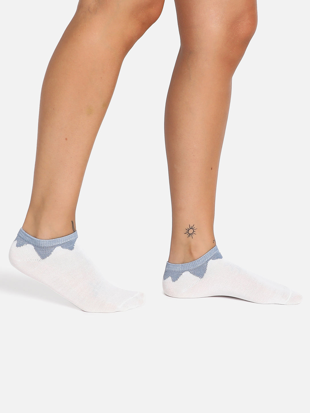 Set Of 3 White & Green Ankle Length Socks