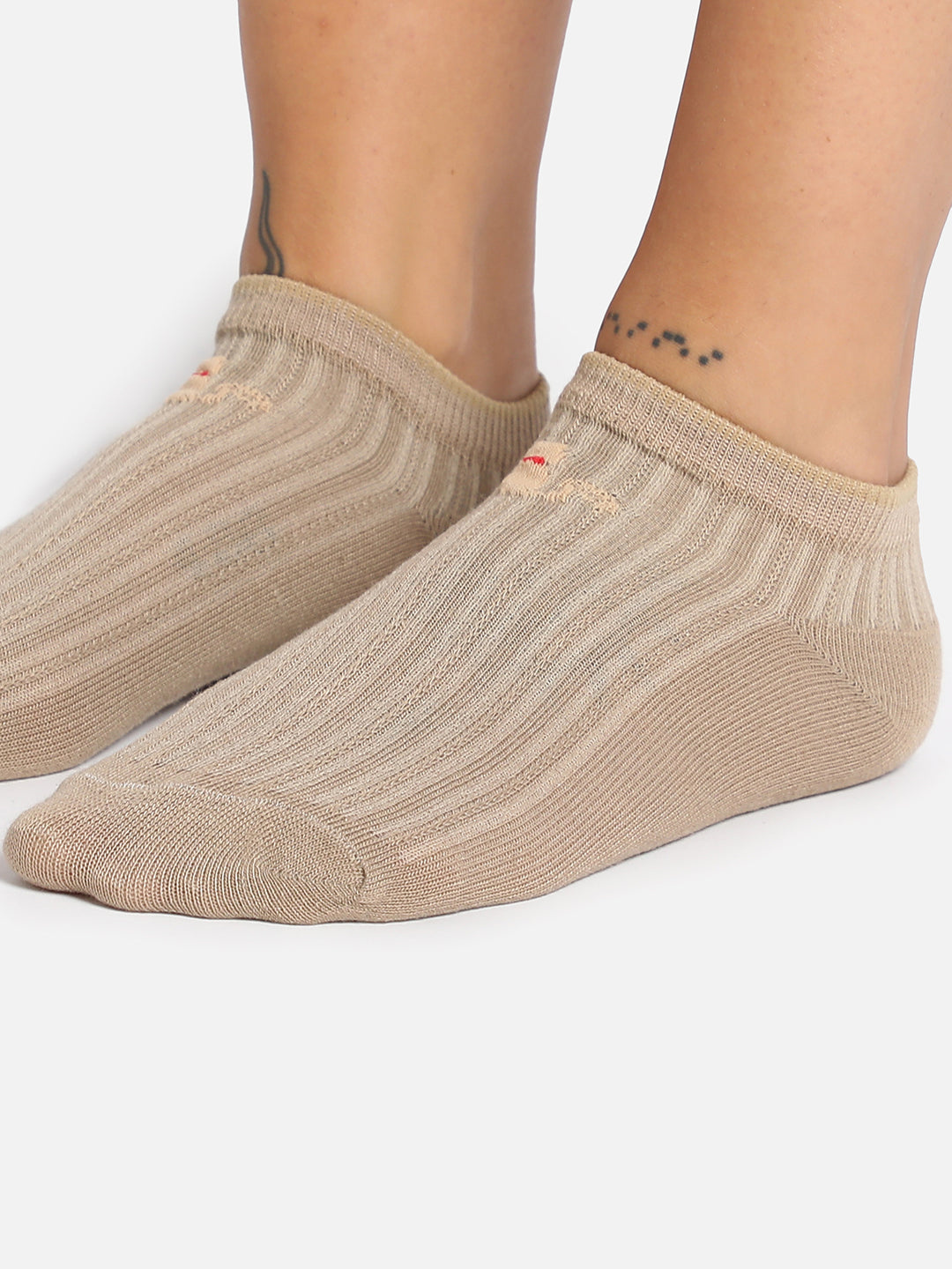 SET OF 2 BEIGE ANKLE LENGTH SOCKS