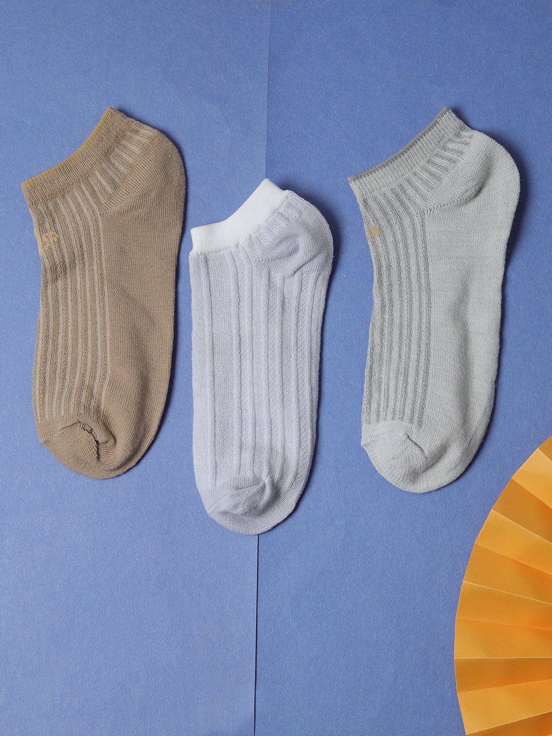 Set Of 3 Nude Ankle Length Socks