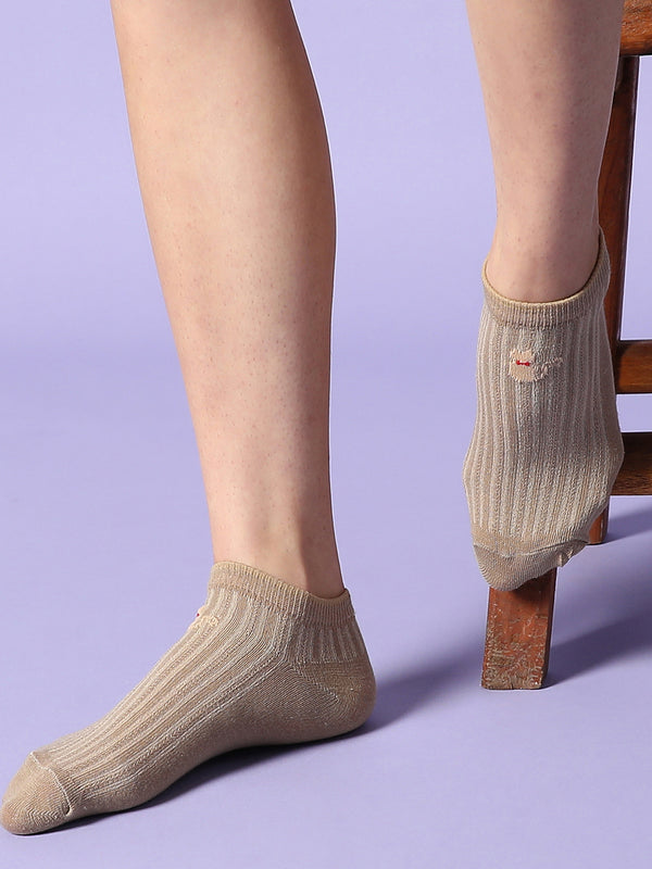 Set Of 3 Nude Ankle Length Socks