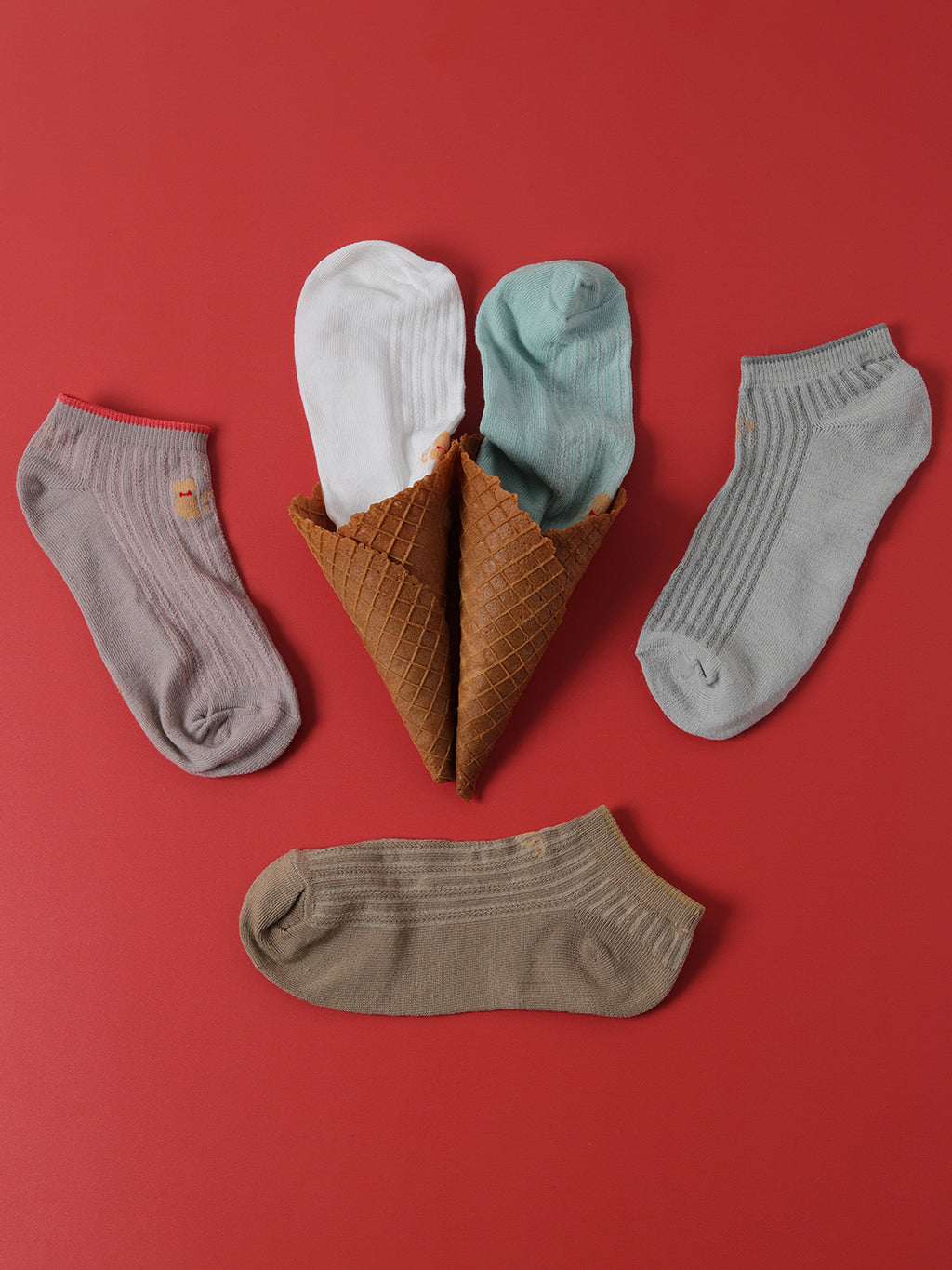 Set Of 5 Solid Ankle Length Socks