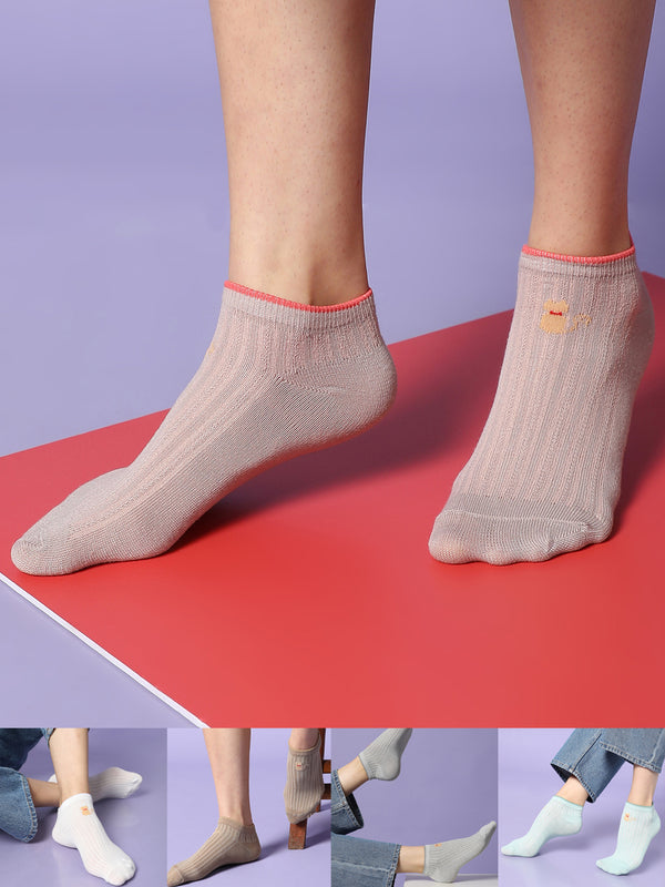 Set Of 5 Solid Ankle Length Socks