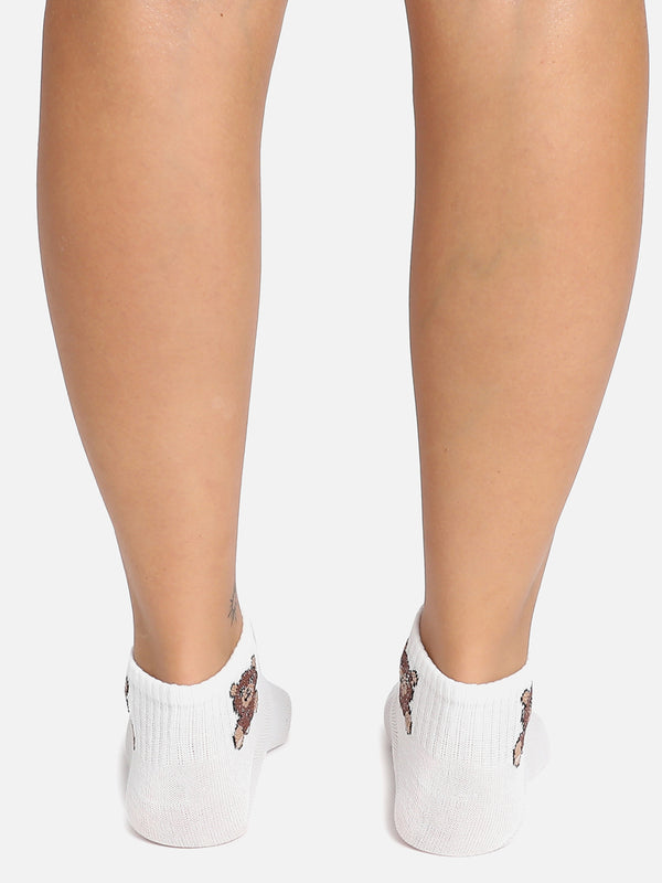 Set Of 3 White Ankle Length Socks