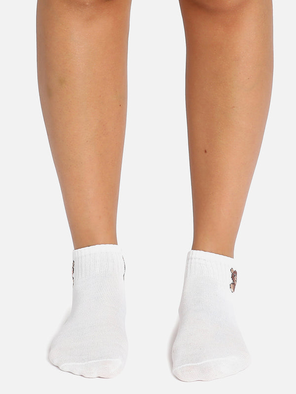 Set Of 3 White Ankle Length Socks