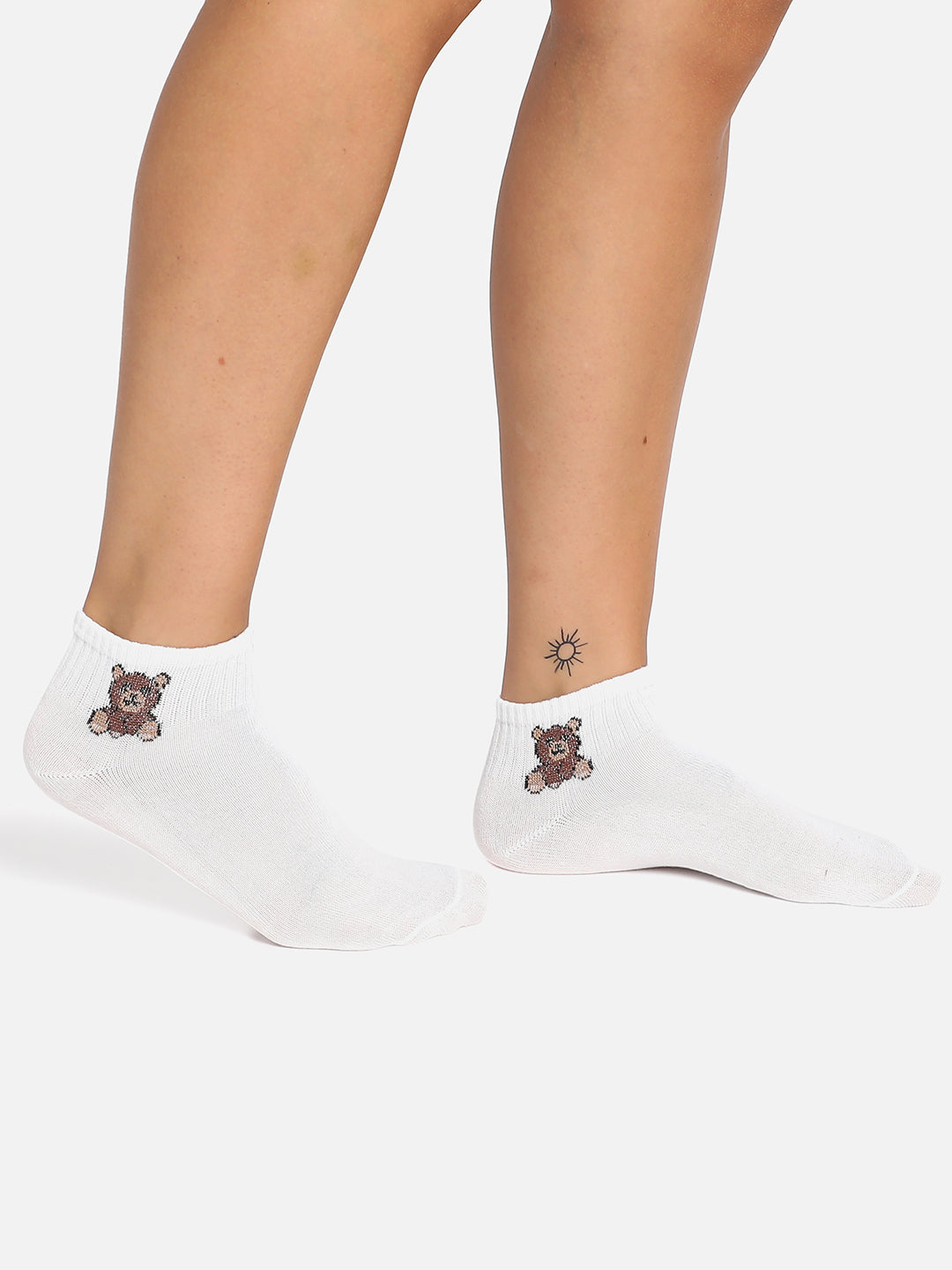 Set Of 2 White Ankle Length Socks