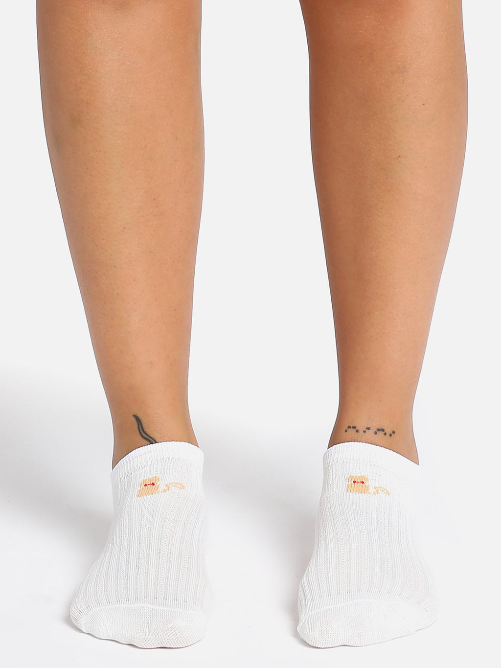Set Of 2 White Ankle Length Socks
