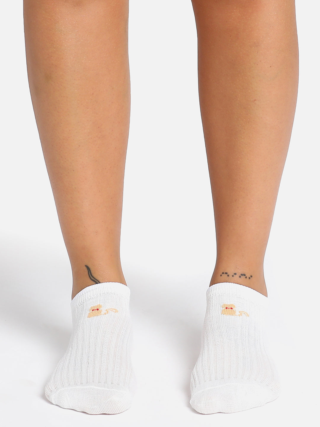 Set Of 2 White Ankle Length Socks