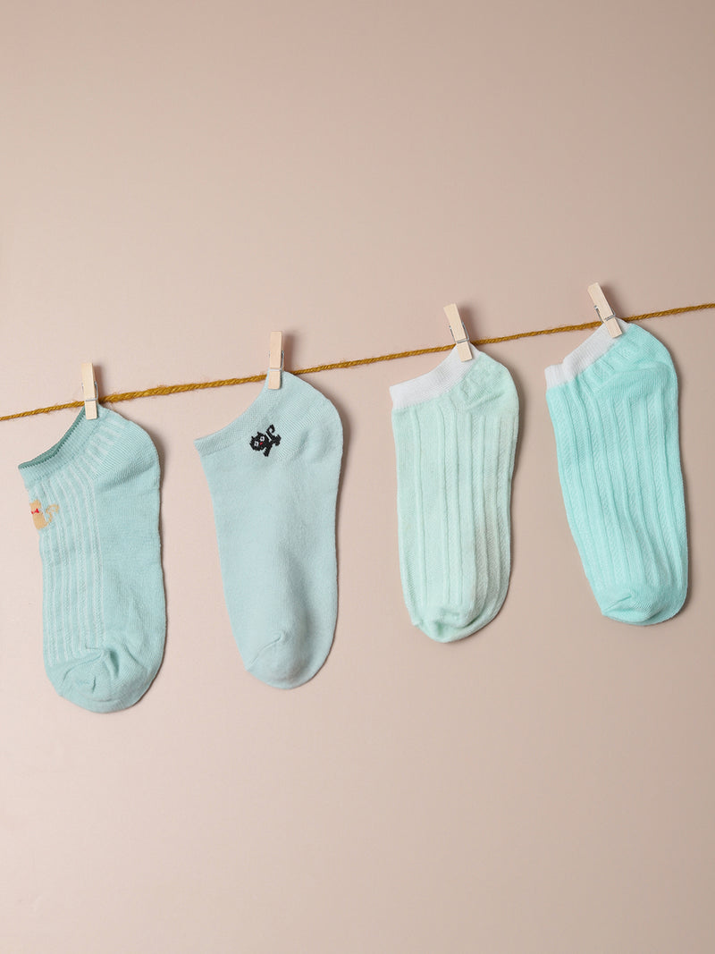 Set Of 4 Blue Ankle Legth Socks