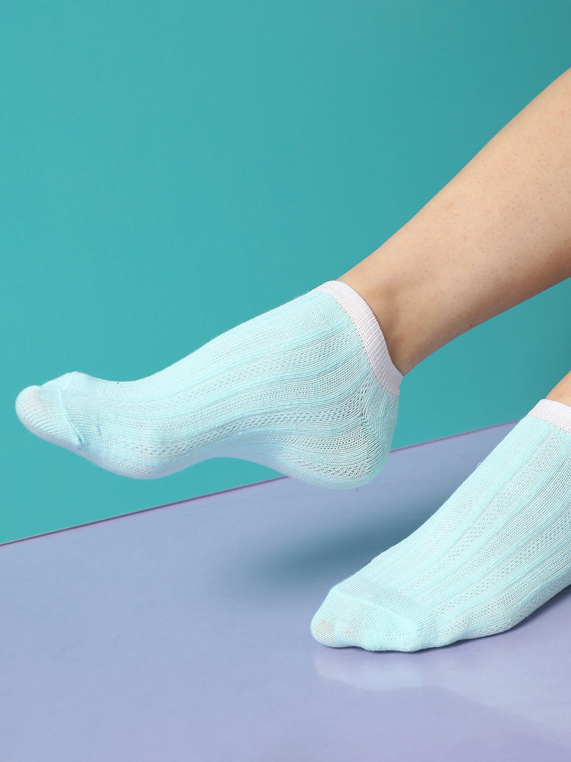 Set Of 4 Blue Ankle Legth Socks