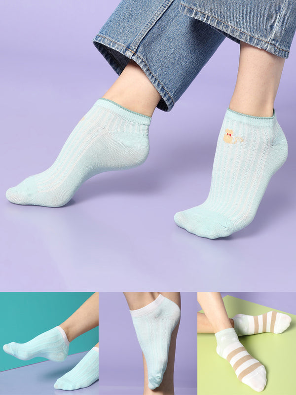 Set Of 4 Blue Ankle Legth Socks
