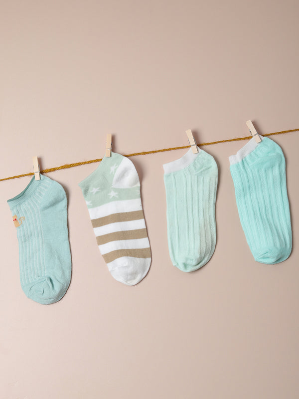Set Of 4 Blue Ankle Legth Socks