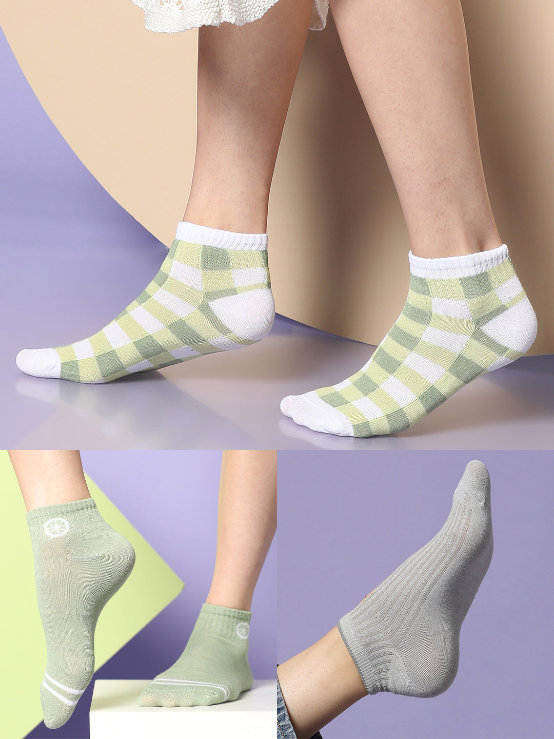 Set Of 3 Cute Ankle Length Socks