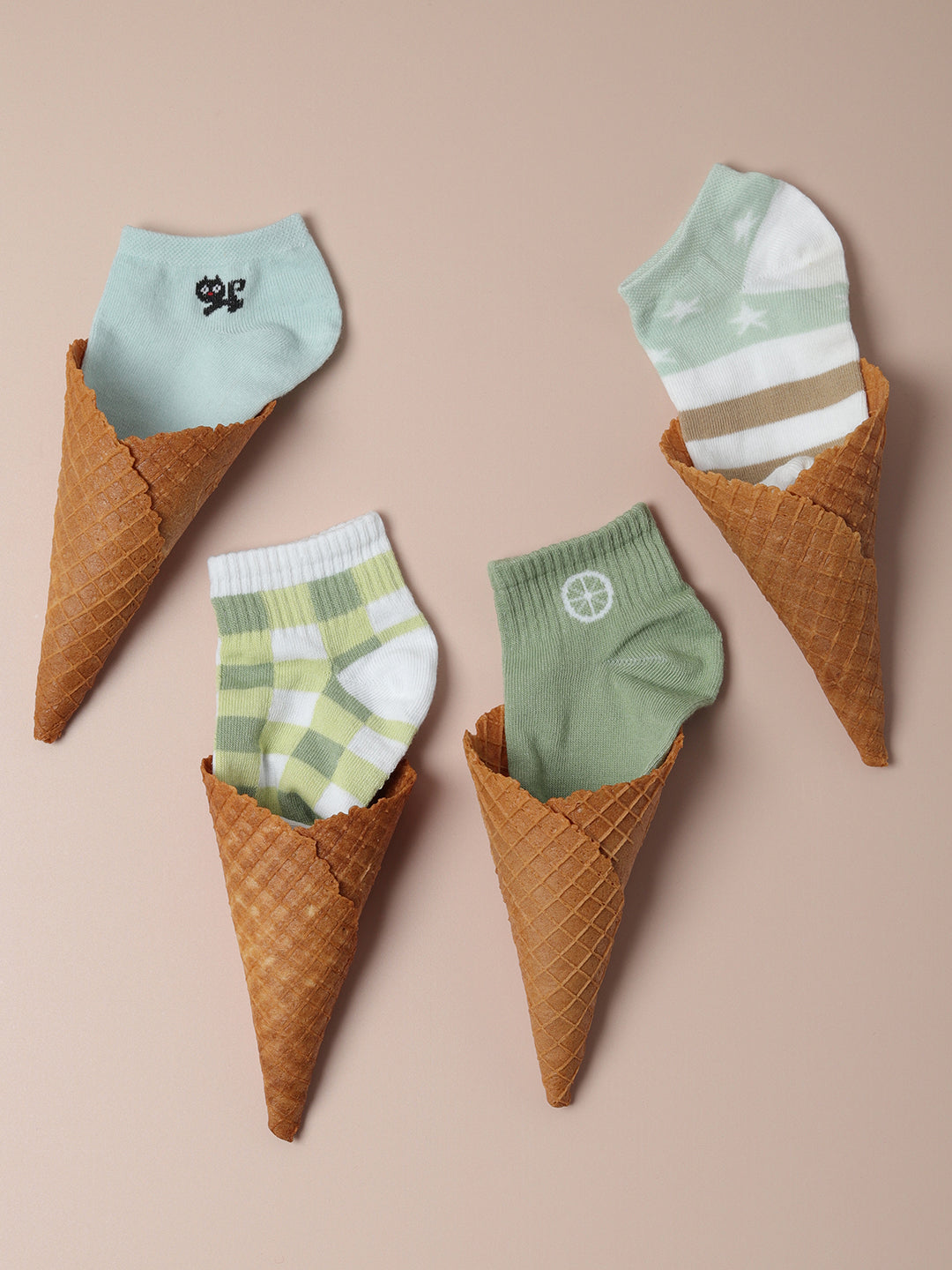 Set Of 4 Cute Ankle Length Socks