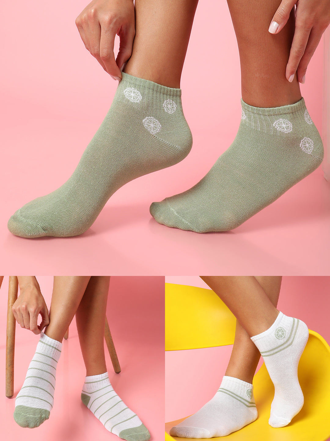 Set Of 3 Cute Ankle Length Socks