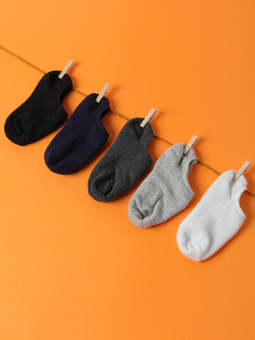Set Of 5 Solid Ankle Length Socks