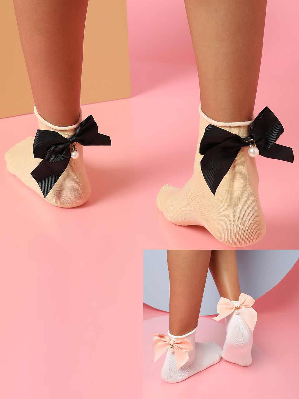 Set Of 2 Bow Ankle Length Socks