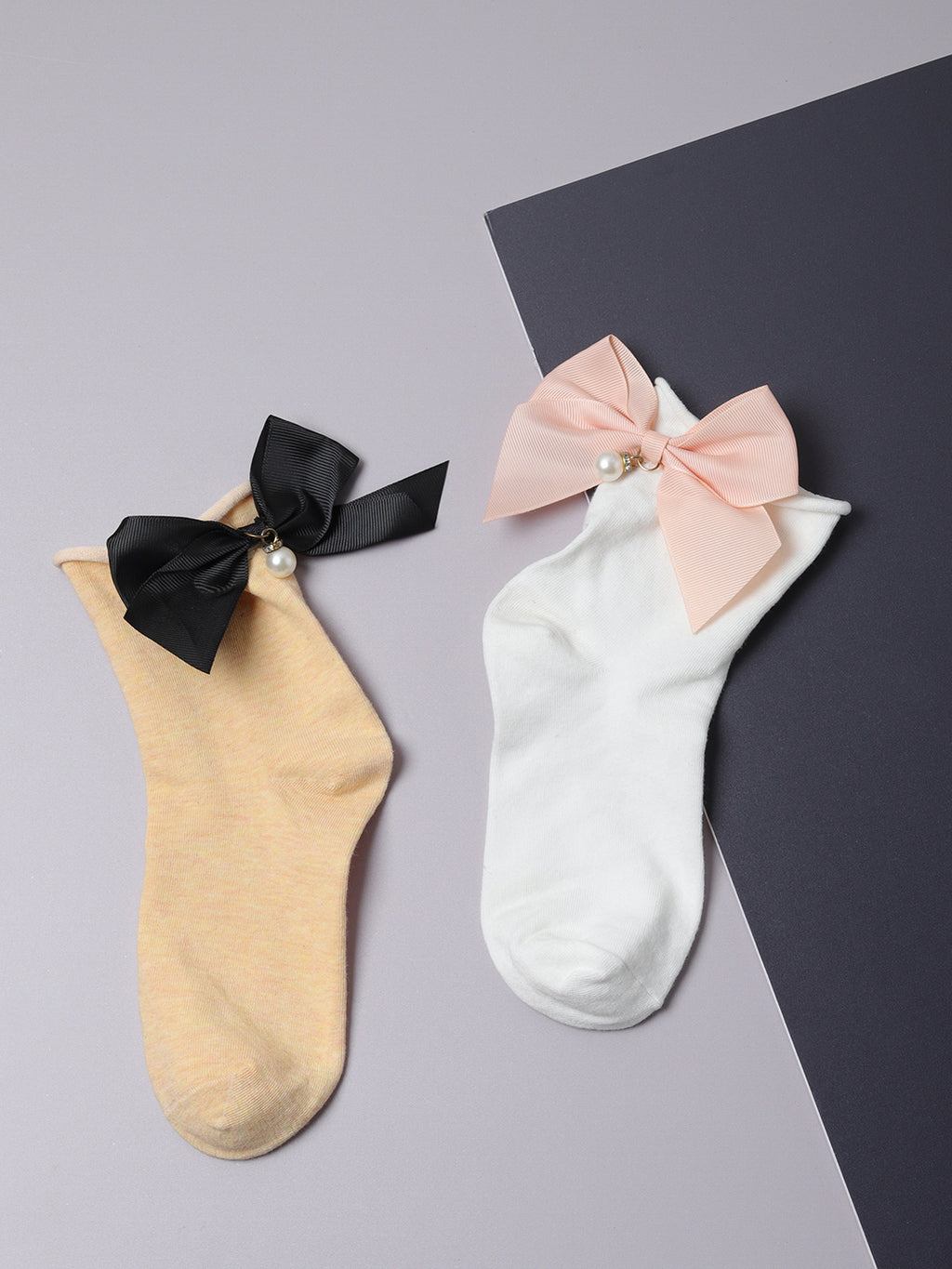 Set Of 2 Bow Ankle Length Socks