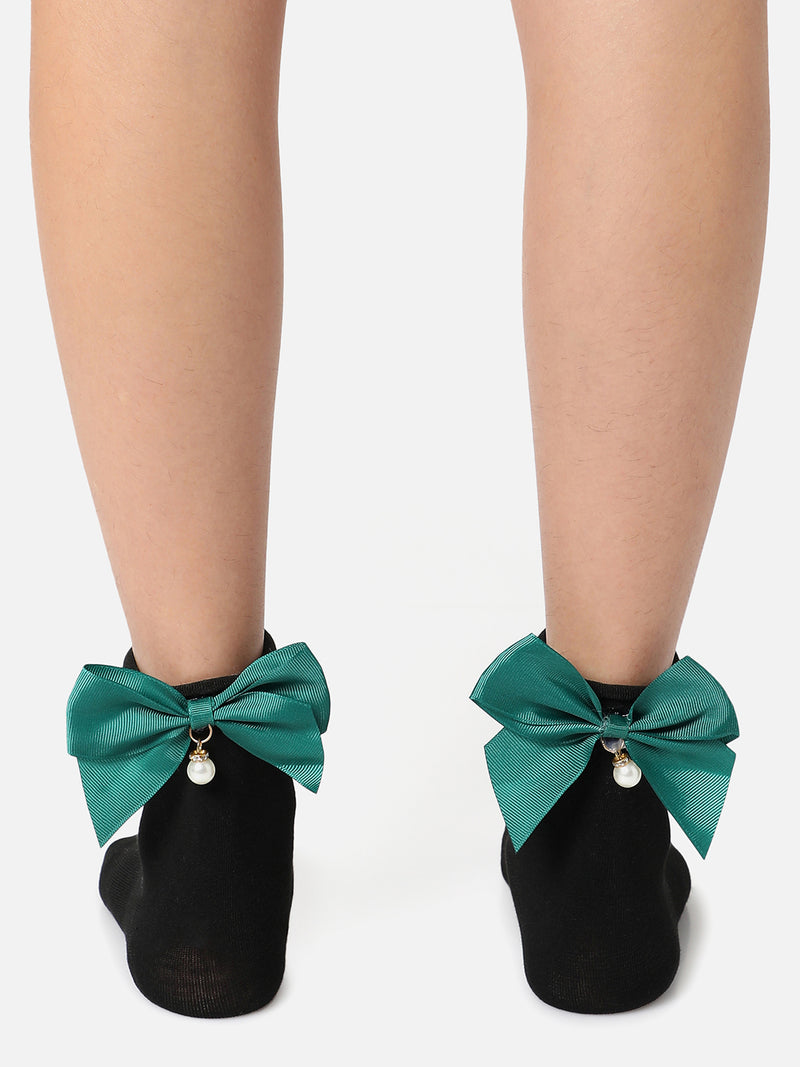 SET OF 2 BOW ANKLE LENGTH SOCKS