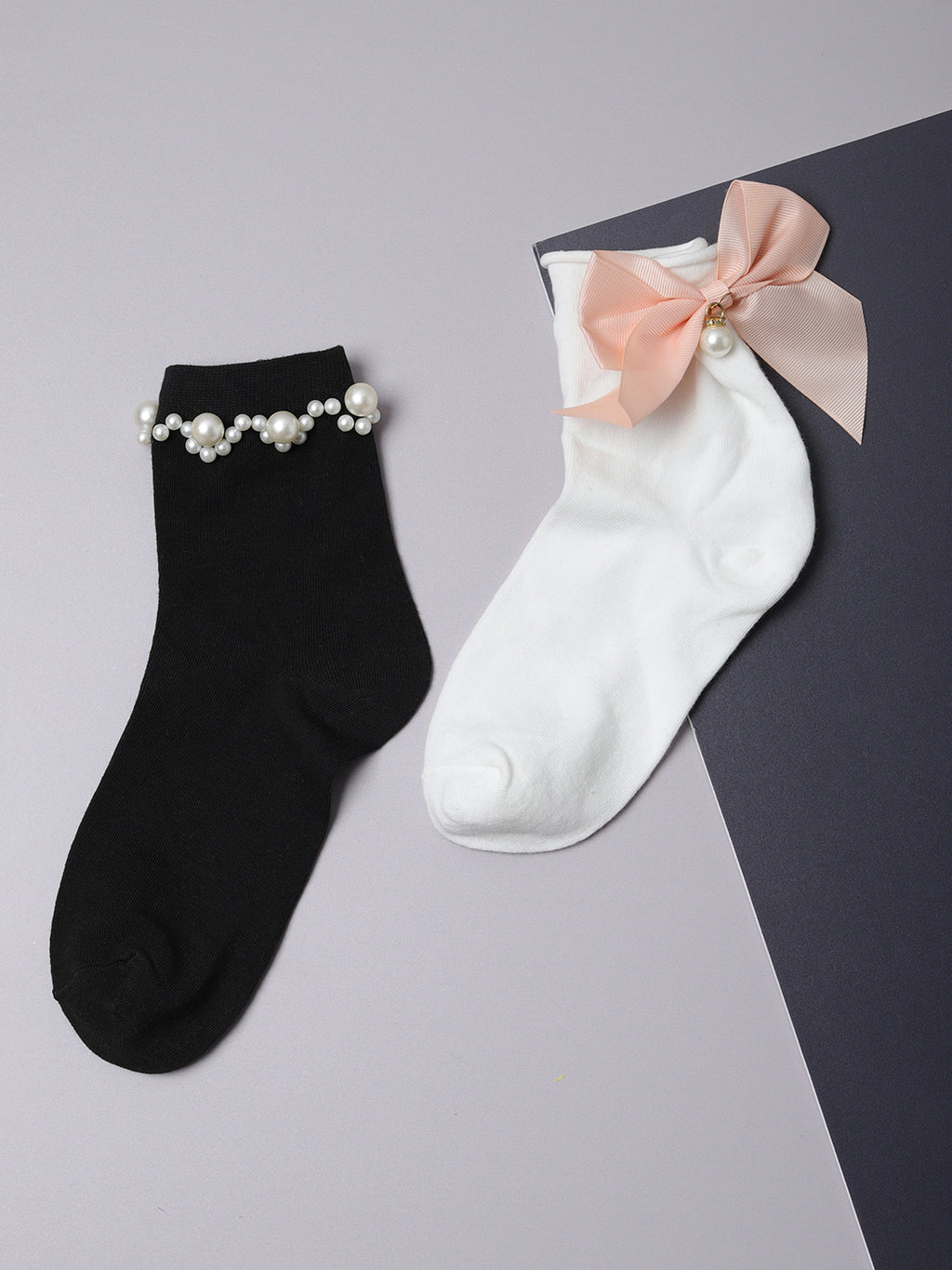 Set Of 2 Bow Ankle Length Socks