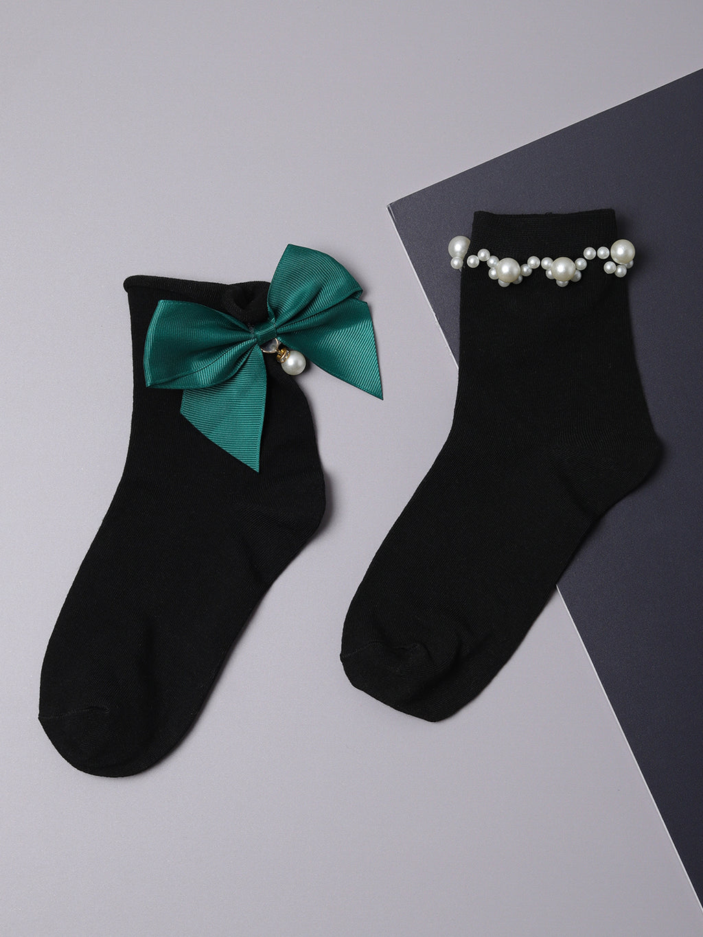 Set Of 2 Bow Ankle Length Socks