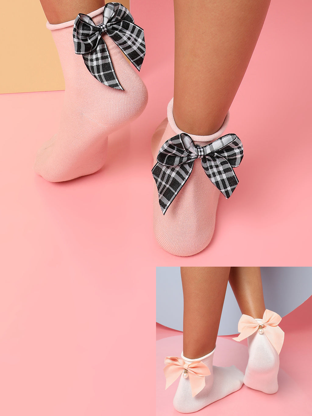 Set Of 2 Bow Ankle Length Socks